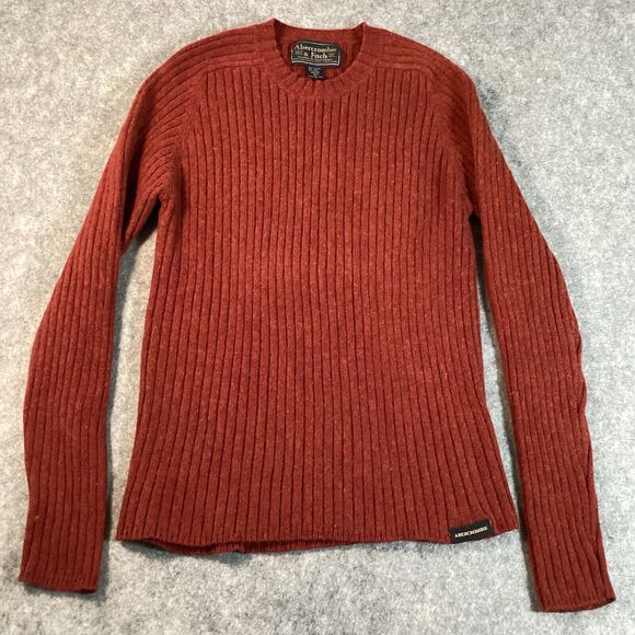 Vintage Abercrombie & Fitch Sweater Mens XL Red Ribbed Muscle Wool Blend - Picture 4 of 14
